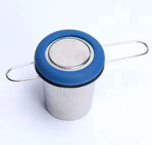 Silicone Tea Strainer 90 Degree Custom Logo New 304 Stainless Steel Silicone Tea Infuser Tea Strainer With Folding Handle