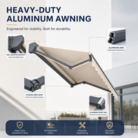 Auvent en acrylique imperméable et pare-soleil, auvent de terrasse motorisé électrique rétractable, auvent à cassette complète, auvent pliable en aluminium
