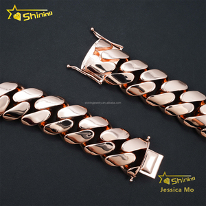 Custom Made 35mm Rose Gold Plated Brass Big Size Heavy Rapper Jewelry <strong>Iced</strong> <strong>Out</strong> Hip Hop Miami <strong>Cuban</strong> <strong>Link</strong> <strong>Chain</strong> Man Plain <strong>Chain</strong> - Product Image 3