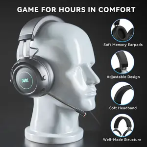 USB Gaming Headset For PC Computer Wired Headphones With Microphone Surround Sound RGB Light Headphones For PS4 PS5 Laptop