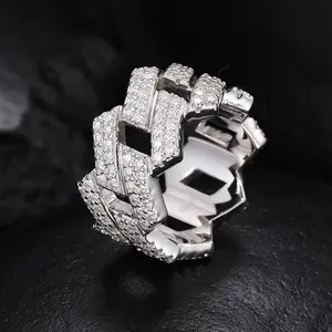 Fine Jewelry Iced Out Hip Hop Ring 925 Silver Moissanite Diamond Mens Cuban Diamond Infinite Finger Band Ring per gioielli Hiphop