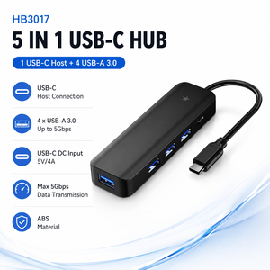 Hub USB C 5 en 1 HB3017, Type C vers <span class=keywords><strong>4</strong></span> ports USB 3.0, adaptateur de charge PD, séparateur de données haute vitesse 5 Gbps pour ordinateur portable - Product Image 3