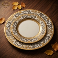 Ensemble de 54 bols en porcelaine fine allemande, design doré personnalisé, luxe royal, pour 6 à 12 personnes, passe au lave-vaisselle