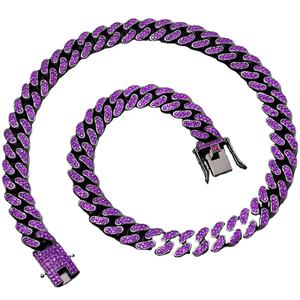 Collier pour chien en acier inoxydable classique de luxe avec chaîne cubaine en diamant de 20 mm et design en cristal pour chiens de petite et moyenne taille - Product Image 1