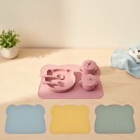 Bavoir, assiette et bol à ventouse en silicone de qualité alimentaire, imperméables et réutilisables, pour bébés et tout-petits, motif Ours moderne, pour Noël, sûrs pour bébé