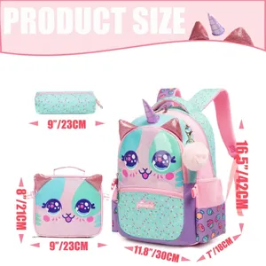 Mochila Escolar con Diseño de Animales para Niñas, con Lonchera y Estuche para Lápices, para Estudiantes de Primaria y <span class=keywords><strong>Preescolar</strong></span> - Product Image 2