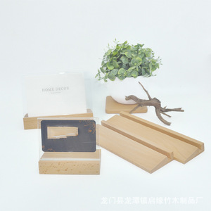 ที่วางของบนโต๊ะทำงานไม้เนื้อแข็ง 10x6x2 ซม. พร้อมช่องสำหรับใส่ปฏิทิน โปสการ์ด บันทึก รูปภาพ ที่วางเมนู สีบีชธรรมชาติ - Product Image 4