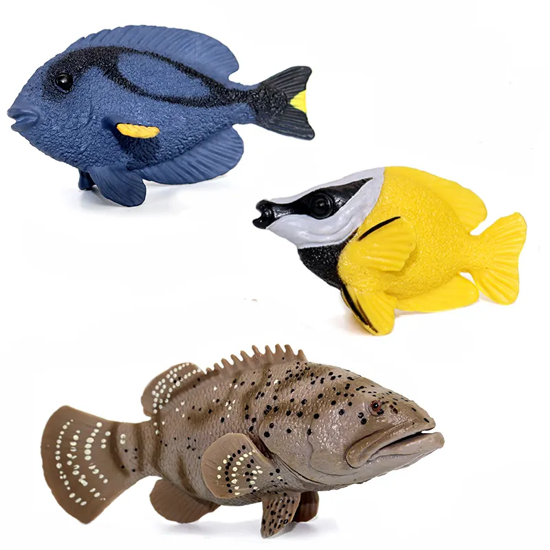 플라스틱 고체 해양 동물 장난감 시뮬레이션 foxfish 그루퍼 stickleback 수족관 물고기 모델 어린이 선물 물고기 조각