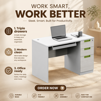 Bureau d'ordinateur modulaire portable en bois massif moderne et durable avec tiroirs pour le bureau à domicile - Meuble de bureau multifonctionnel avec rangement