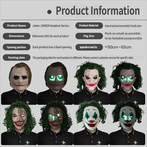 Masque de tête <span class=keywords><strong>Joker</strong></span> Jack pour <span class=keywords><strong>maquillage</strong></span>, costume de fête, masque de visage de fantôme effrayant, accessoire de farce pour fête d'<span class=keywords><strong>Halloween</strong></span> - Product Image 2