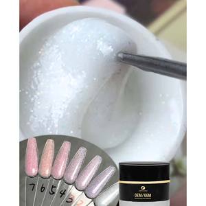 HEMA & TPO FREE Gel de construction blanc scintillant, Gel UV d'extension à paillettes roses, Gel de construction solide pour ongles OEM ODM - Product Image 1