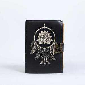 Mini diario con cubierta de cuero genuino premium hecho a mano, con papel ecológico, diseño personalizable, compatible con lápiz, cuaderno de regalo. - Product Image 1