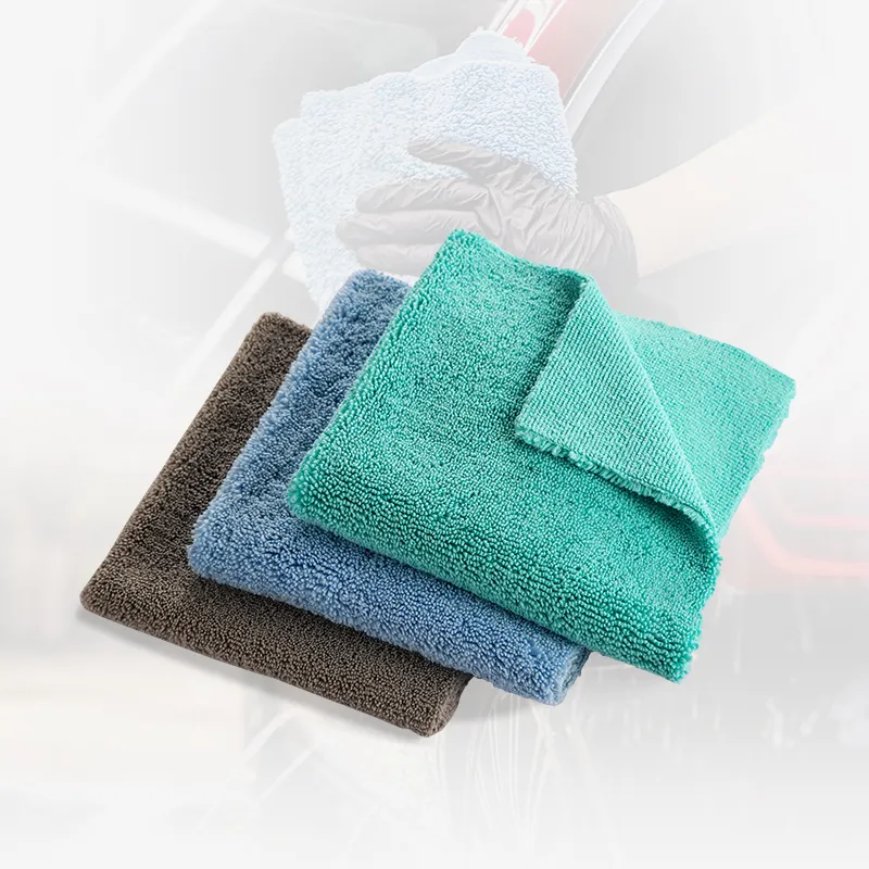 20 ans d'usine vente en gros 400gsm ultrasons bord voiture microfibre chiffons longue peluche microfibre serviette