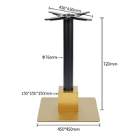 Base de table de luxe noir mat et or brossé |   Socle rond robuste pour usage commercial