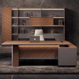 Escritorio de oficina ejecutivo de lujo moderno Escritorio de melamina de madera MDF duradero para computadora Boss Manager para el hogar Edificio de oficinas Certificado CE - Product Image 2