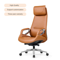 Vente directe d'usine, chaise de bureau exécutive en cuir de style moderne, design ergonomique, hauteur réglable, pivotante, cadre en alliage d'aluminium