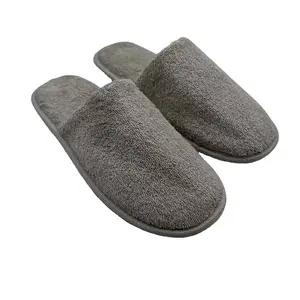 cotton grey terry towel home use bedroom mule men indoor slippers