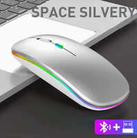 Ratón óptico LED delgado de 2.4G, inalámbrico, recargable por USB, para computadora, Mac, portátil y Windows.