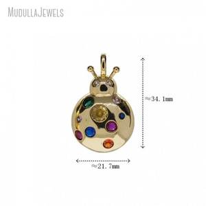 PM50500 Pendentif en cuivre plaqué or <span class=keywords><strong>micro</strong></span>-pavé avec zircone cubique pour coccinelle miraculeuse insecte breloque animale pour la fabrication de bijoux à bricoler soi-même - Product Image 3