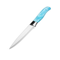 Couteau à fruits à manche coloré à motif fluide, couteau de chef nuage fluide, couteau en acier à haute teneur en carbone de 14,5 cm, vente en gros d'usine