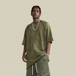 High Quality 100% Cotton Washed Vintage Toweling Terry Men's Oversized Regular Sleeve Printed T-shirt Eco-Friendly Anti-shrink - Product Image 2