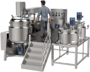 Vacuum paste manufacturing machines Powder V mixer Mixing Pot high shear homo Mixer Toothpaste production line