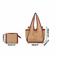 Sac fourre-tout en satin pliable, écologique et recyclable, avec poches latérales, pour les courses quotidiennes et les voyages