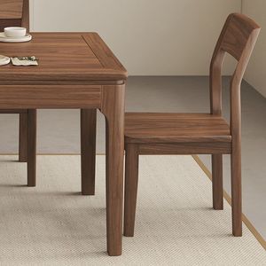 Juego de mesa y sillas de comedor de madera maciza de nogal negro sudamericano, 6 piezas, rectangular, duradero - Product Image 4