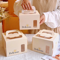 Boîte à gâteau tendance 2026 en carton blanc écologique avec poignée et fenêtre transparente en PET, emballage alimentaire de qualité pour pâtisserie et desserts