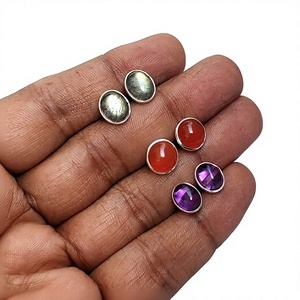 Meilleure vente boucles d'oreilles argent 925 boucles d'oreilles en pierres précieuses naturelles pour femmes et filles - Product Image 3