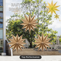 EASY JOY Étoiles en papier brun à 12 branches de 12 pouces, décorations rustiques traditionnelles pour Noël, à suspendre à l'arbre ou au plafond, pour mariages