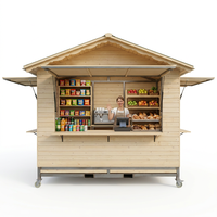 Kiosque en bois à montage rapide, stand de vente au détail, kiosque de billetterie avec fenêtre de service rabattable pour Noël