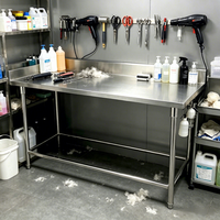 Table de travail en acier inoxydable anti-rouille sur mesure pour toilettage de chats et chiens avec protection anti-éclaboussures
