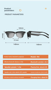 Lunettes intelligentes transfrontalières dédiées, approvisionnement immédiat, stéréo sans fil, lunettes de soleil neutres, pare-soleil, <span class=keywords><strong>sport</strong></span>, magnétiques - Product Image 6