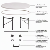 Table ronde pliable en plastique pour événements, banquets, mariages, hôtels, mobilier