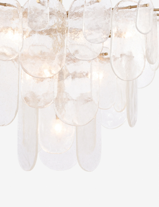 Lampadario postmoderno in vetro smerigliato a nuvola a LED francese Chic dorato rotondo/lungo lampada da soffitto da soggiorno - Product Image 5