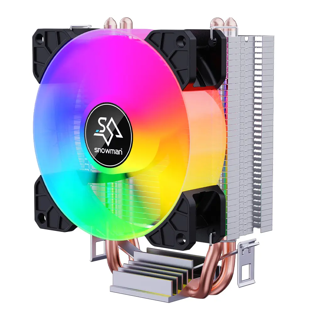 Snowman MX2-YH CPU Cooler với 2 đồng Heatpipes RGB CPU quạt làm mát cho Bộ vi xử lý Intel lga1700/AM4/AM5 ryzen5 CPU Fan