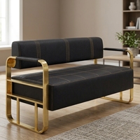 Chaise d'attente moderne pour hôtel commercial, banc de réception client, canapé en acier inoxydable pour salon de coiffure et bureau