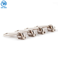 Dawei dernière conception accessoires de vêtements personnalisé en alliage de zinc fermeture éclair curseur en alliage de zinc fermeture éclair non verrouillable longue plaque tête curseur