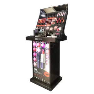 OEM METAL WOOD COSMETICS MAKEUP LIP STICK DISPLAY STAND FOR BEAUTY MAKE UP STORE COSMETICS SHOP