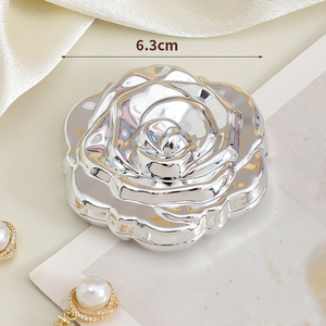 Plastic Rose Folding Round Mirror Cosmetic Mirror Double-sided Three-dimensional Small Mirror Portable Round Mirrors
