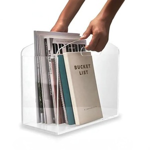 Porte-revues en acrylique transparent, support <span class=keywords><strong>pour</strong></span> journaux et magazines, organisateur avec poignées <span class=keywords><strong>pour</strong></span> bureau, chambre à coucher, maison - Product Image 4