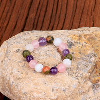 Naturstein Amethyst Blau Achat Tigerauge Angst Relief Perlen ringe Türkis Stein perle Elastische Fingerringe für Geschenke