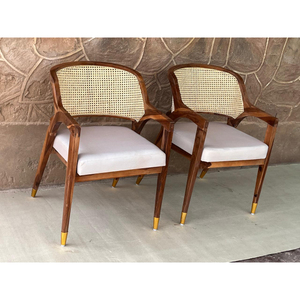 Silla de Comedor de Ratán y Madera de Fresno Blanco, Moderna y de Lujo, con Reposabrazos, para Hogar, Oficina, Hotel o Apartamento, Venta al Por Mayor - Product Image 1