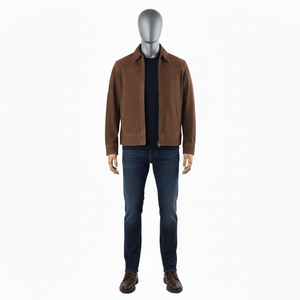 Chaqueta de Cuero Genuino para Hombre, Diseño de Moda Invernal 2025, Ajuste Slim, Estilo Urbano, Transpirable, Satinado, Color Marrón Gamuza de Alta Calidad - Product Image 1