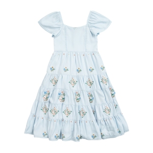Nuovo Elegante Vestito Floreale per Bambina in Stile Europeo, Abito Estivo Fresco in Chiffon Senza Maniche per Bambine, Vestito Azzurro Chiaro per Ragazze OEM - Product Image 1