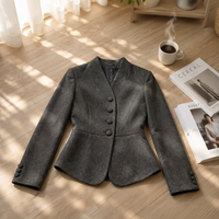 Costume formel deux pièces pour femmes, veste boutonnée à col en V, pantalon large à jambes longues, couleur unie, tenue de bureau