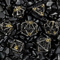 Ensemble de dés métalliques polyédriques à 7 pièces avec effet de sang d'Halloween pour Dungeons and Dragons