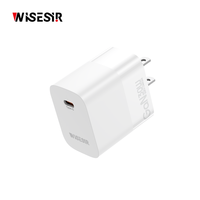 Chargeur rapide WISESIR 30W GaN PD 3.0 Type-C avec protection OTP pour téléphones mobiles