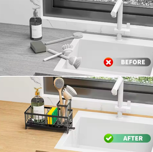 Escurridor de Cocina Metálico con Función de Drenaje, Estante Multifuncional para Esponjas y Estropajos para Uso Doméstico - Product Image 3